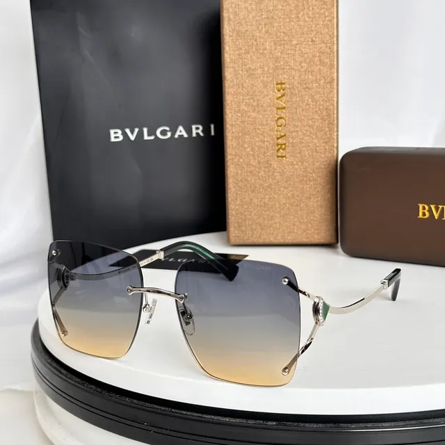 Bvlgari Rimless Square Gold-Tone Gradient Sunglasses 5