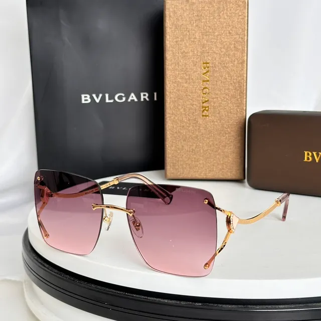 Bvlgari Rimless Square Gold-Tone Gradient Sunglasses 6