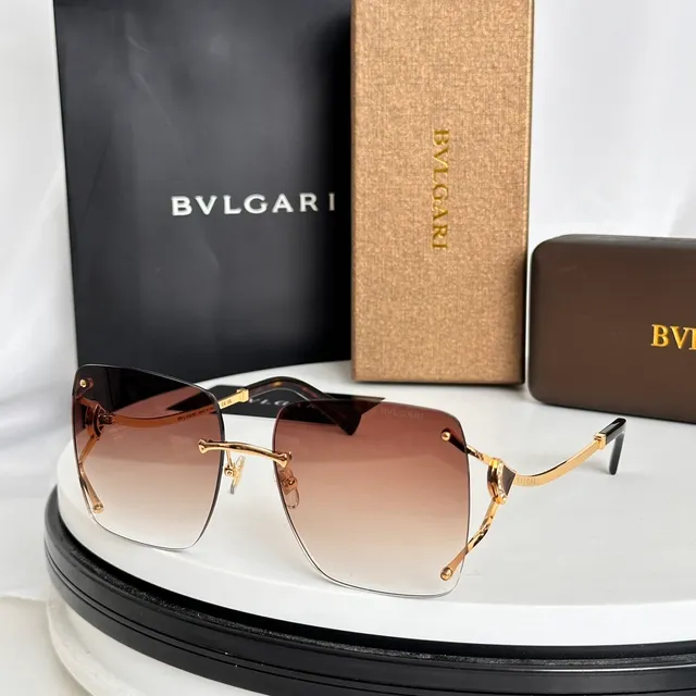 Bvlgari Rimless Square Gold-Tone Gradient Sunglasses 7