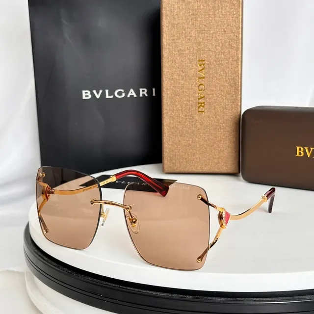 Bvlgari Rimless Square Gold-Tone Gradient Sunglasses 8