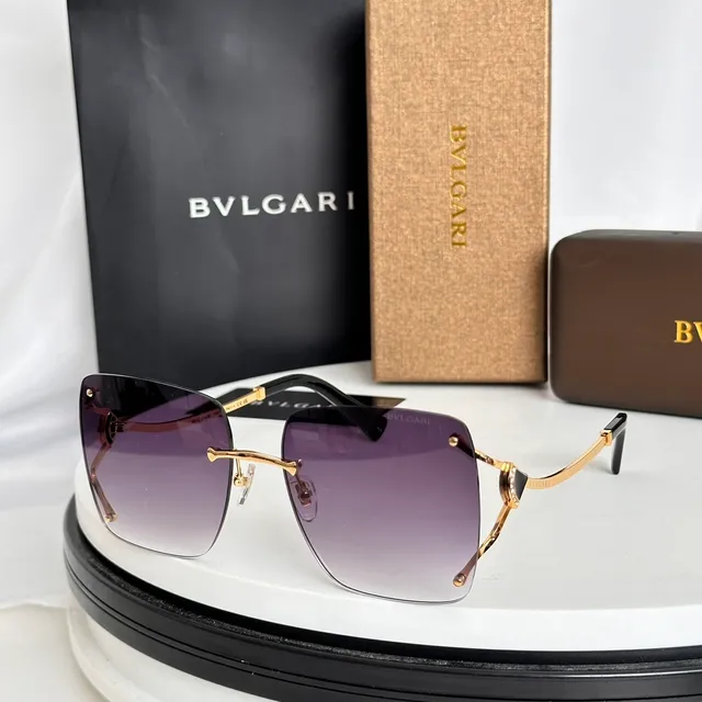 Bvlgari Rimless Square Gold-Tone Gradient Sunglasses 9