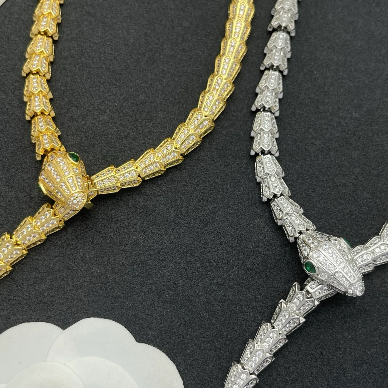 Bvlgari Serpenti Pavé Diamond and Emerald Snake Necklace 2