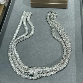 Bvlgari Serpenti Pavé Diamond and Emerald Snake Necklace