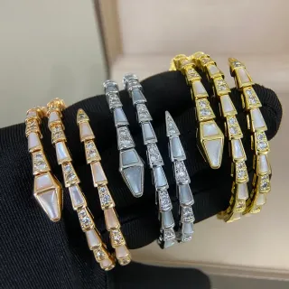 Bvlgari Serpenti Viper Articulated Diamond and Mother-of-Pearl Bracelet