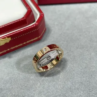 Cartier Juste un Clou Double Ring Gold Pavé Diamond Red Enamel Ring