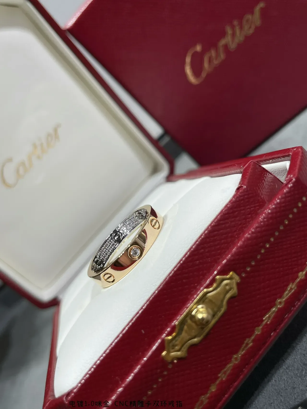 خاتم Cartier Juste un Clou مزدوج ذهبي Pavé Diamond مينا أحمر 2