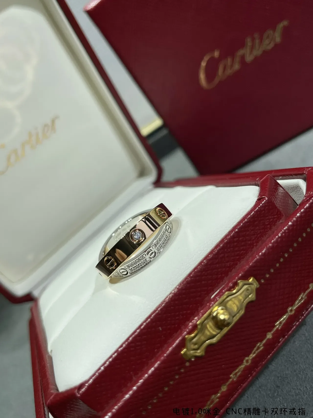 خاتم Cartier Juste un Clou مزدوج ذهبي Pavé Diamond مينا أحمر 3