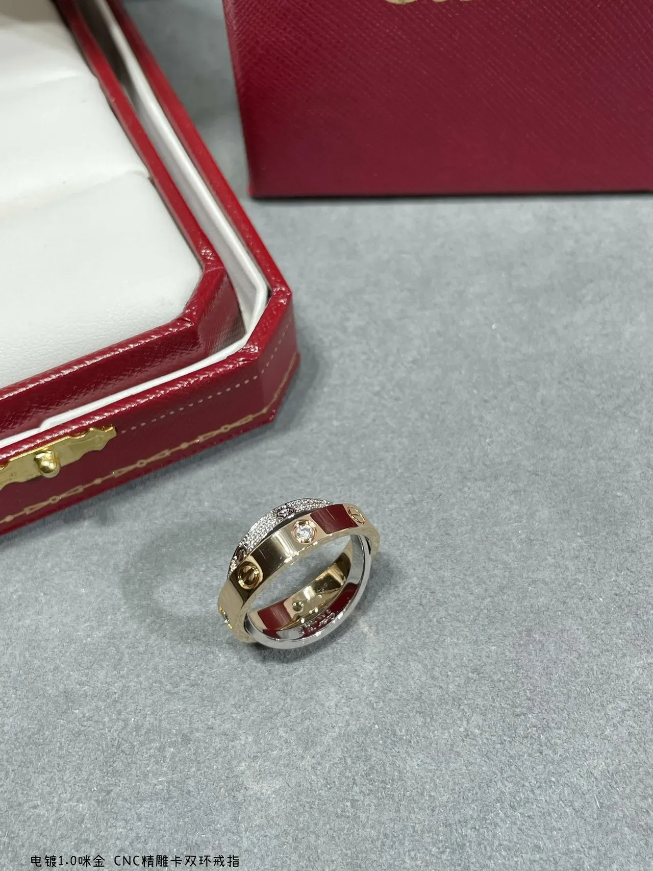 خاتم Cartier Juste un Clou مزدوج ذهبي Pavé Diamond مينا أحمر 5