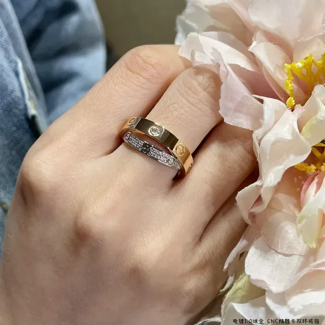 خاتم Cartier Juste un Clou مزدوج ذهبي Pavé Diamond مينا أحمر 9