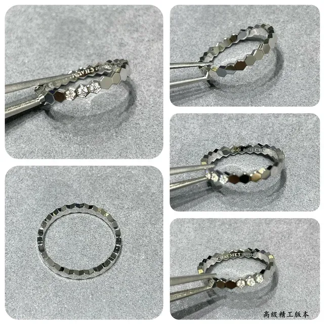 Bague Cartier Juste un Clou or et argent avec bande de maillons hexagonales pavé-set de pierres 3