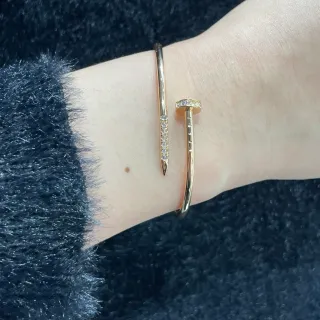 Cartier Juste un Clou Pavé Crystal Gold-Tone Open Bangle Bracelet