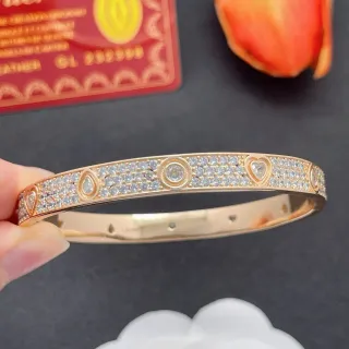 Cartier Juste un Clou पवé हार्ट टियरड्रॉप गुलाबी सोने का कंगन