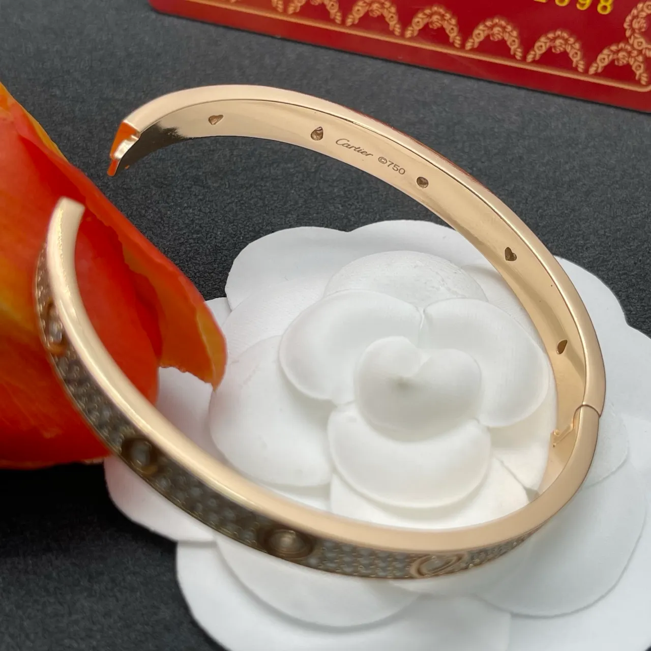 Cartier Juste un Clou Pavé Cœur Goutte Or Rose Bracelet 3
