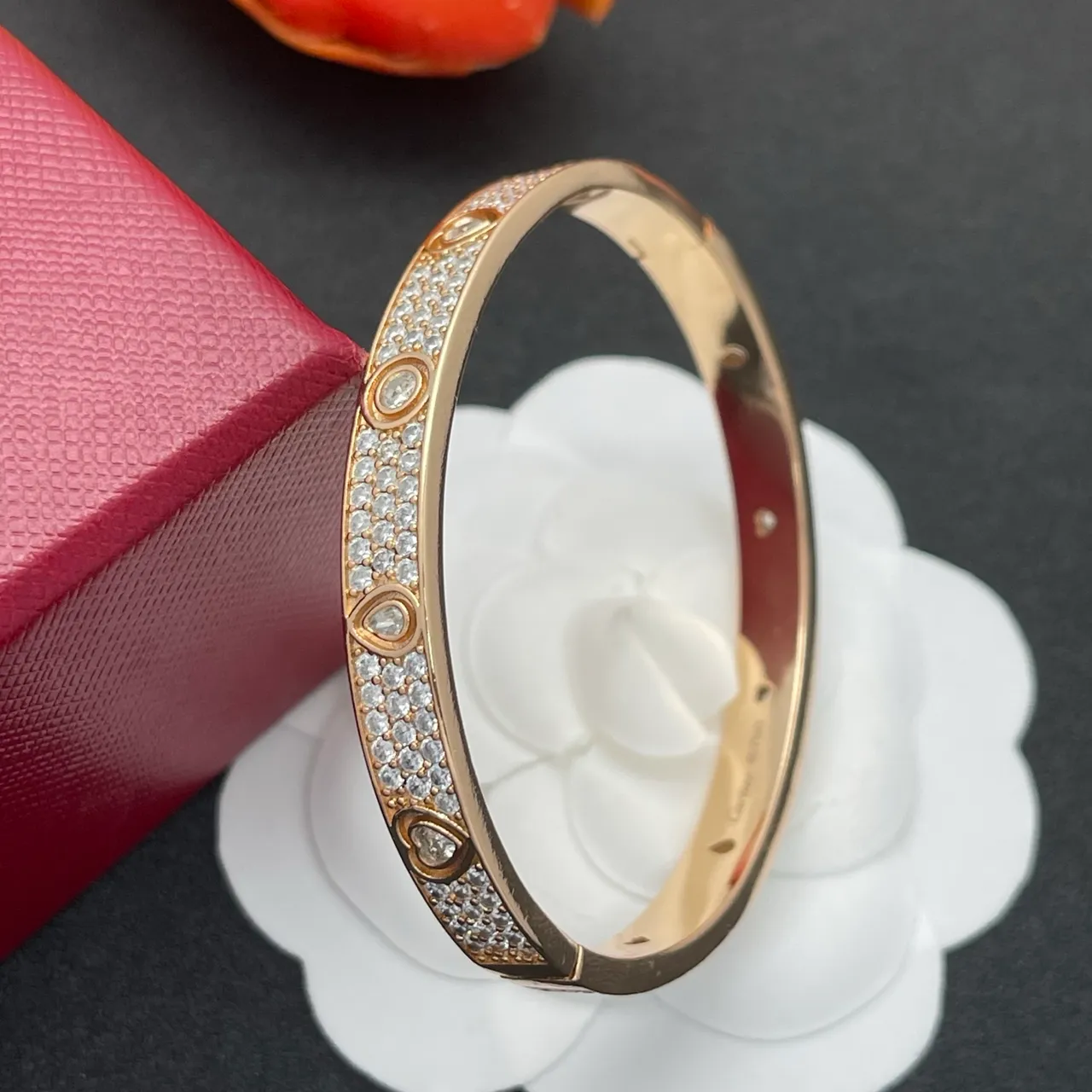 Cartier Juste un Clou Pavé Cœur Goutte Or Rose Bracelet 5