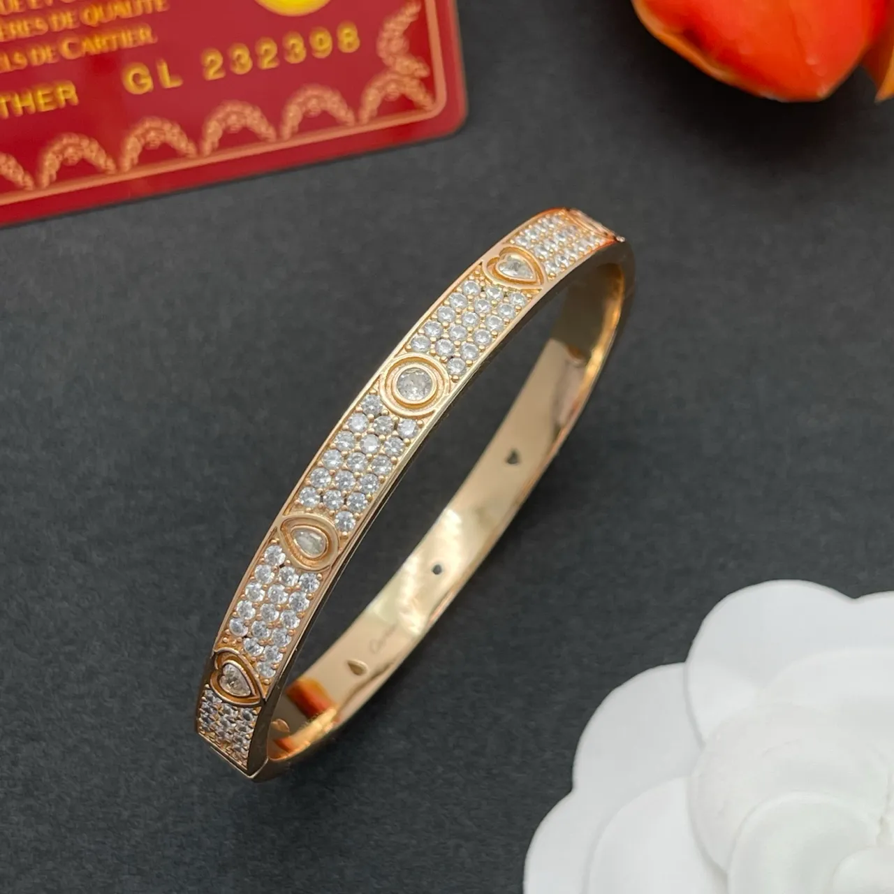 Cartier Juste un Clou Pavé Cœur Goutte Or Rose Bracelet 6