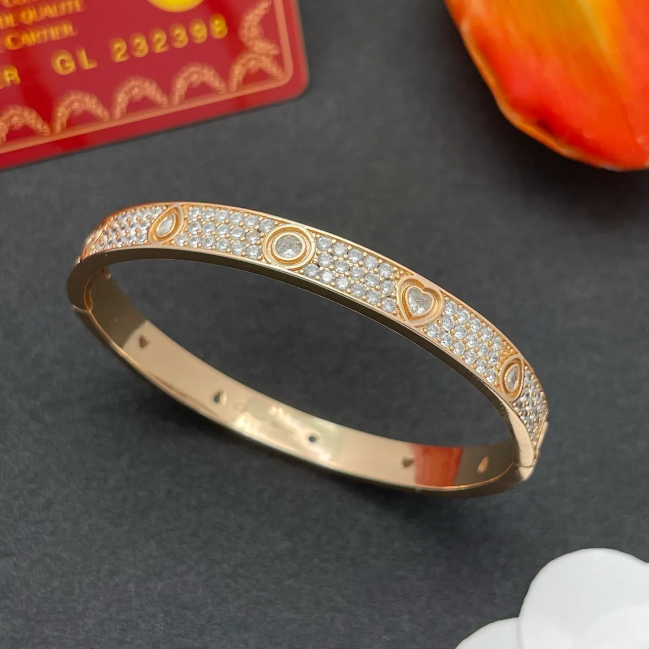 Cartier Juste un Clou Pavé Cœur Goutte Or Rose Bracelet 7