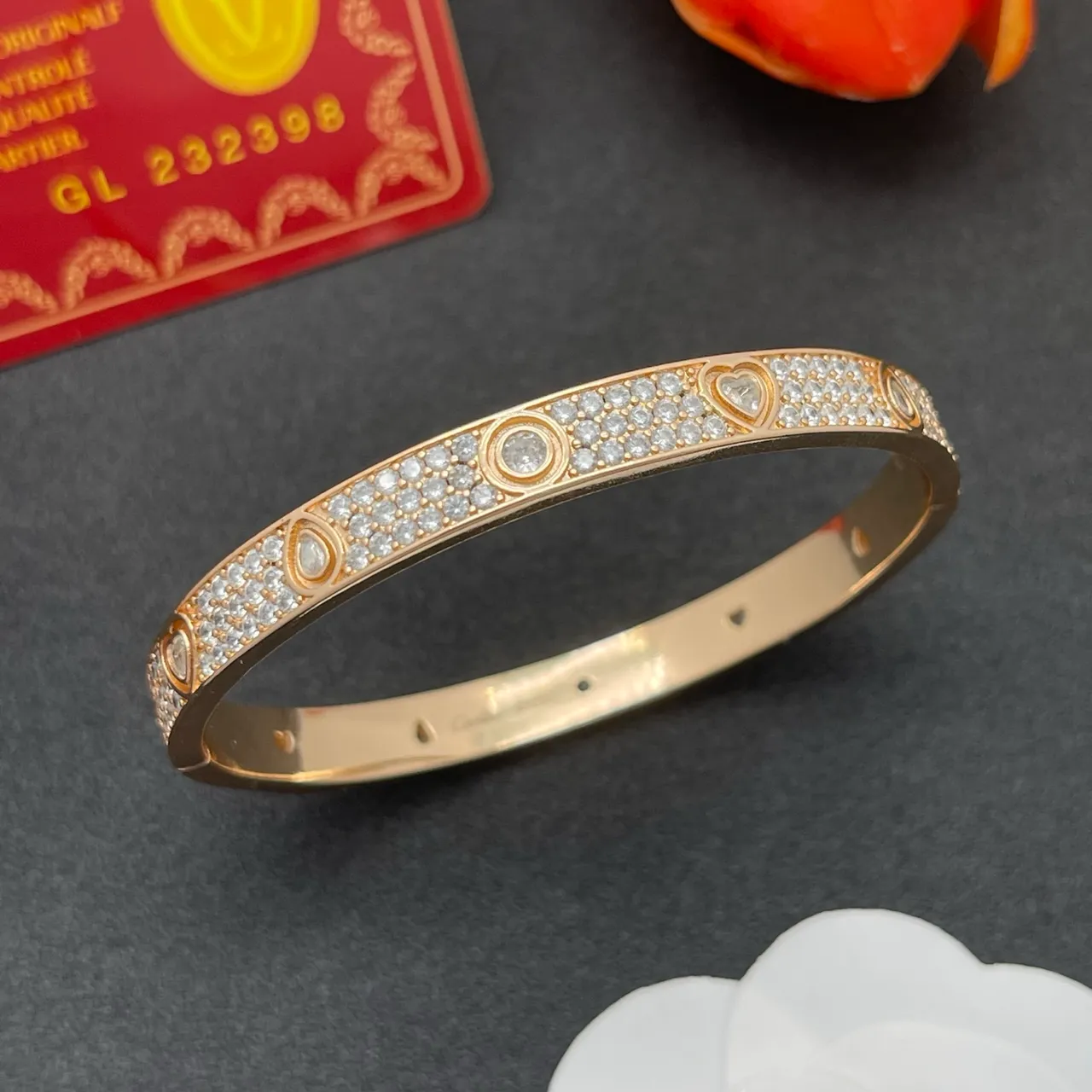 Cartier Juste un Clou Pavé Cœur Goutte Or Rose Bracelet 8