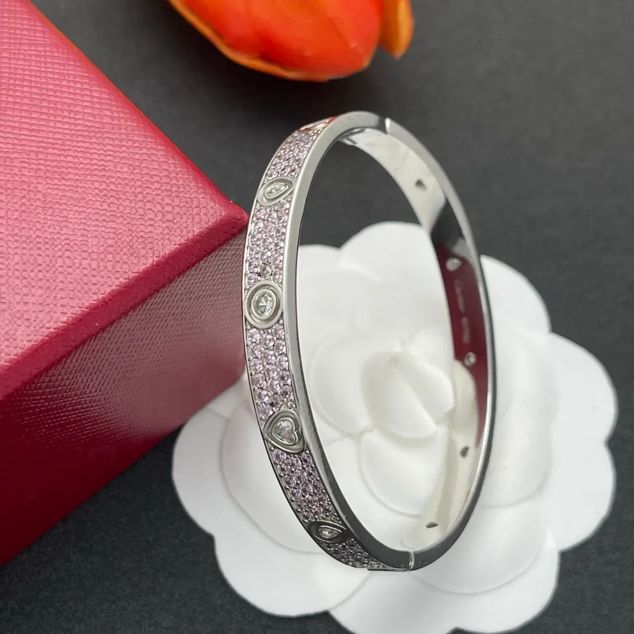 Bracelet Cartier Juste un Clou Cœur Rose Pavé 5
