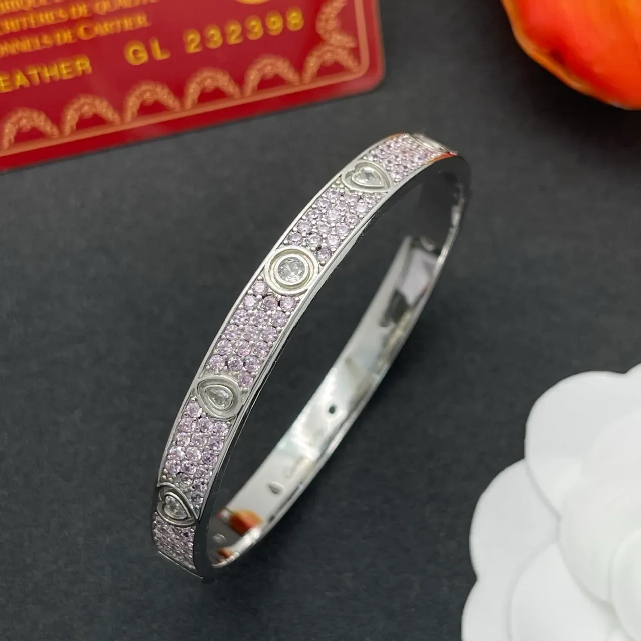 Bracelet Cartier Juste un Clou Cœur Rose Pavé 6