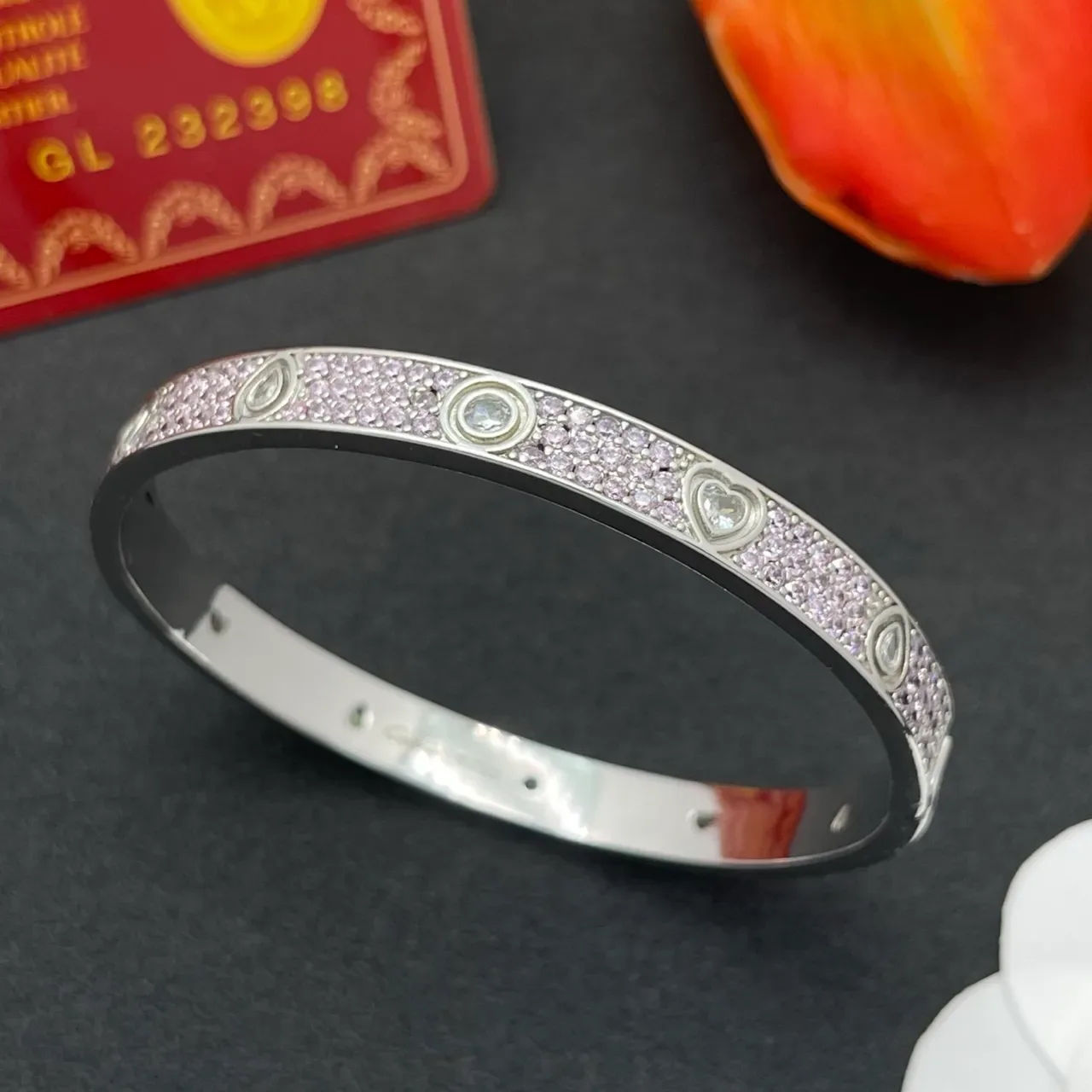 Bracelet Cartier Juste un Clou Cœur Rose Pavé 7