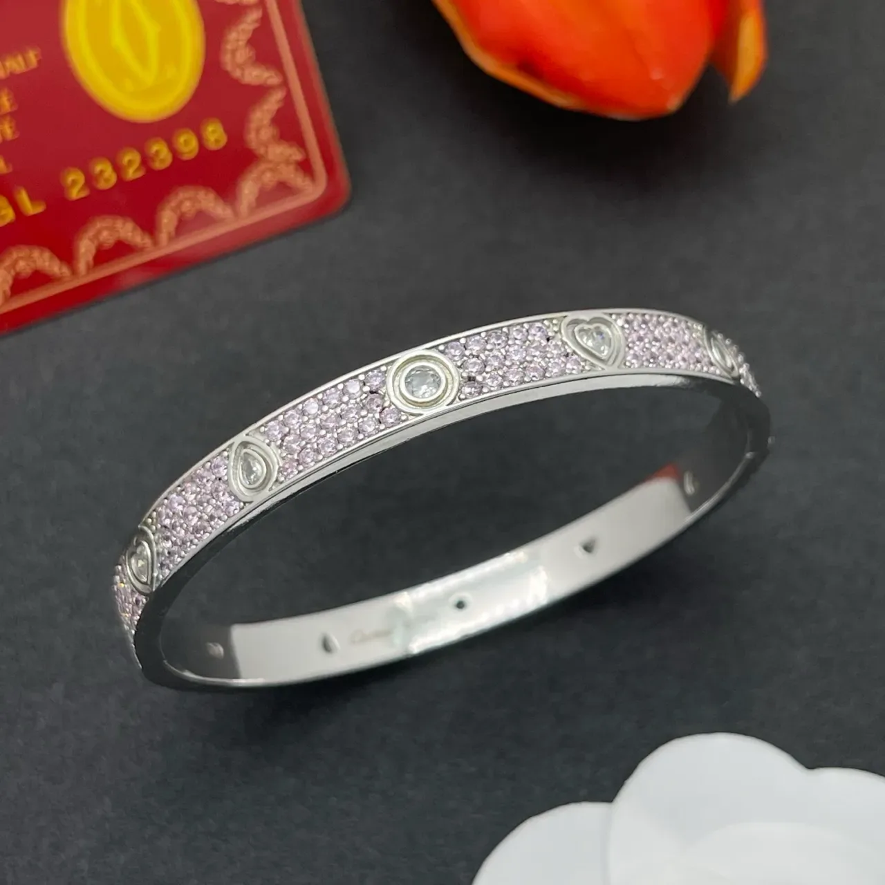 Bracelet Cartier Juste un Clou Cœur Rose Pavé 8