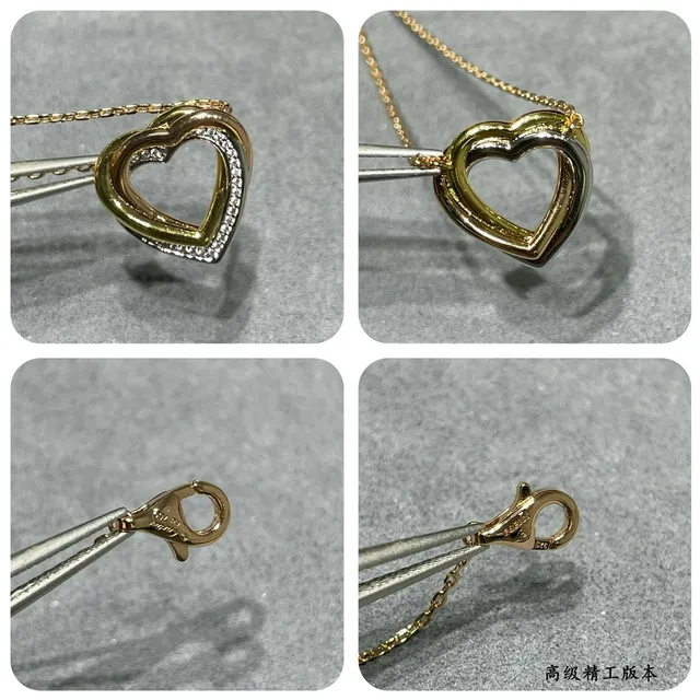 Cartier Love Collier pendentif double-cœur en or noir ajouré de deux tons 5