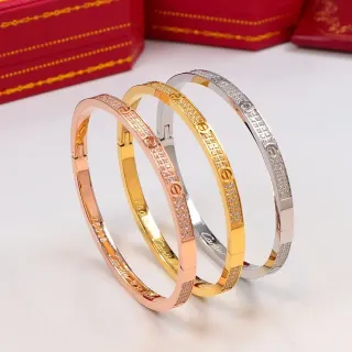 Cartier Love Brazalete con Bisagra de Oro y Plata con Embellissement de Piedras Pavé
