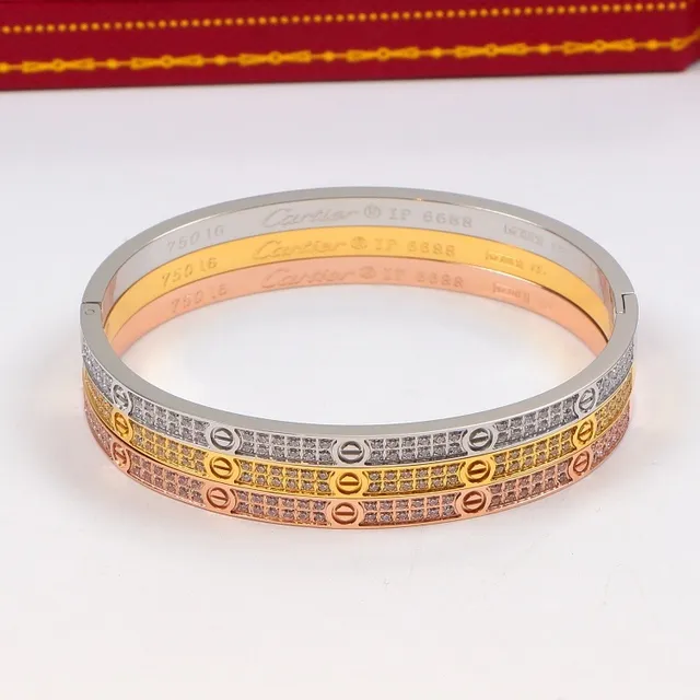 Cartier Love Bracelet à charnière en or et argent orné de pierres pavé 6