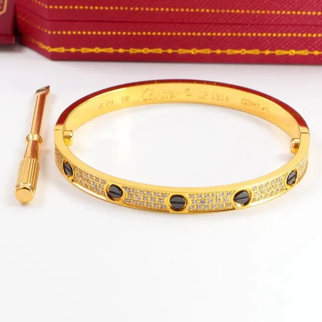 Cartier Love Ouro Prata Pavé-Set Screw-Motif Pulseira 4