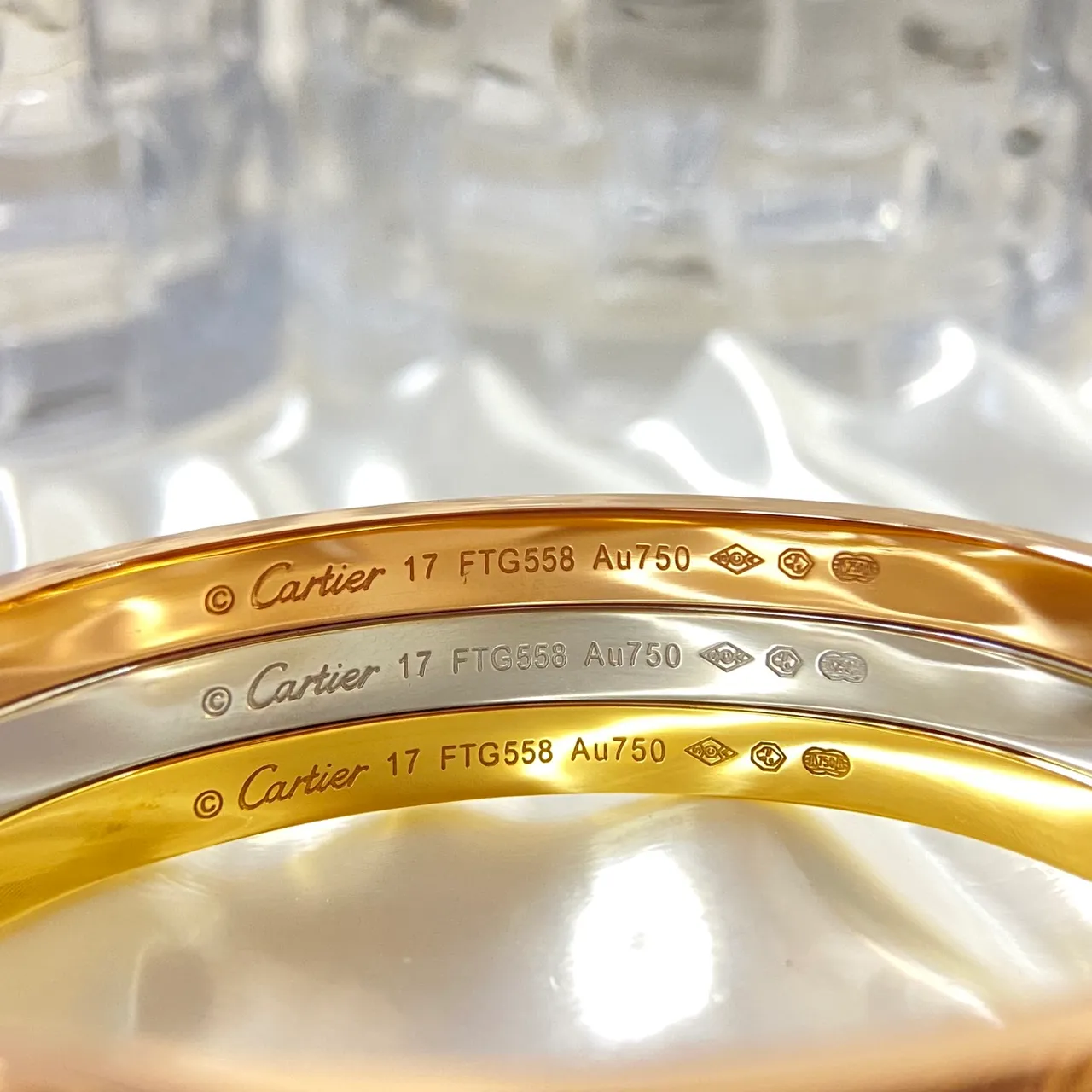 Cartier Love Or Argent Pavé-Set Triple-Tone Bracelet 3