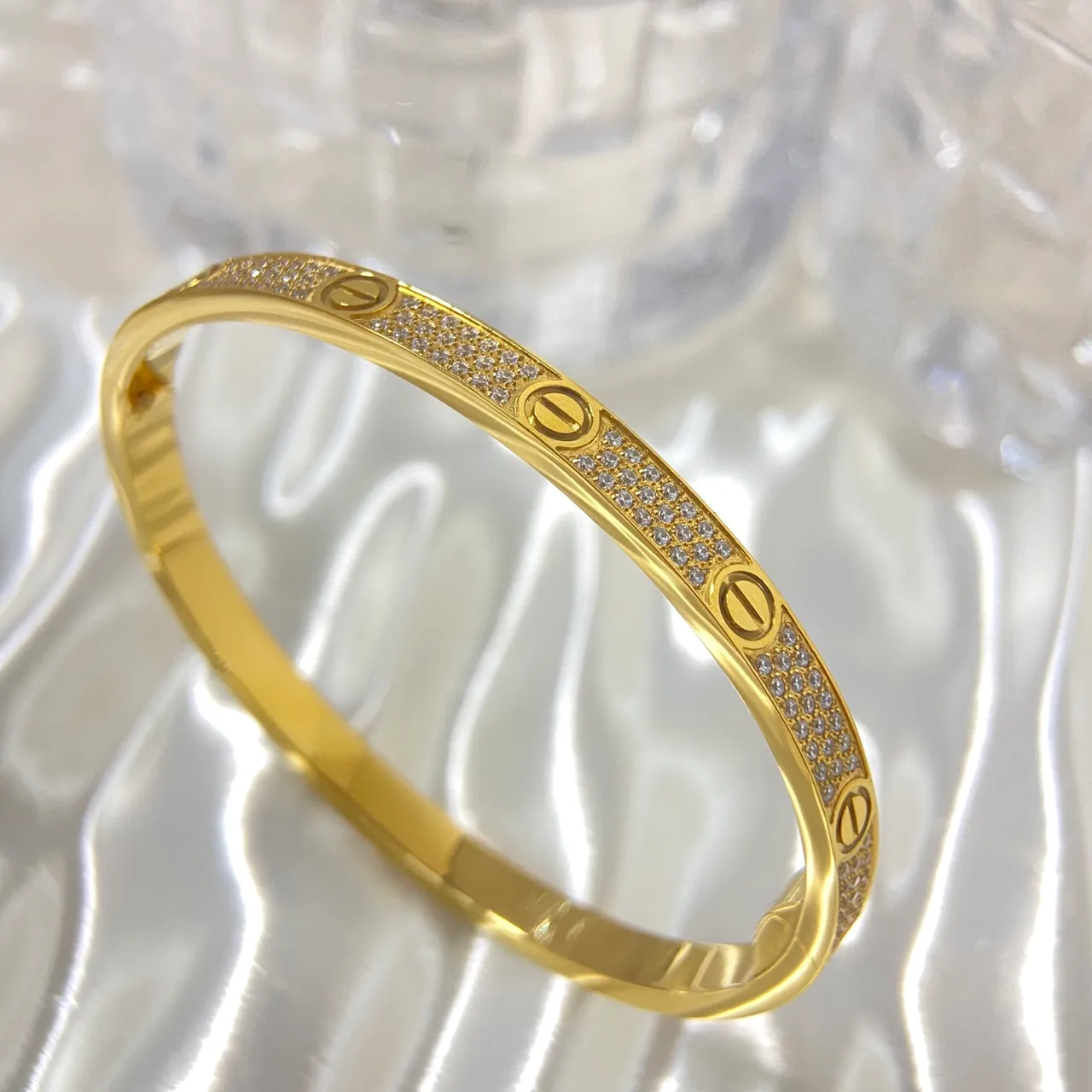 Cartier Love Or Argent Pavé-Set Triple-Tone Bracelet 4