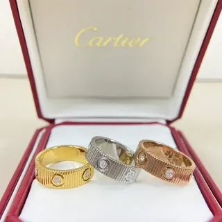 Cartier Love Ring Fluted Ridged Band Screw-Set Diamond Rings