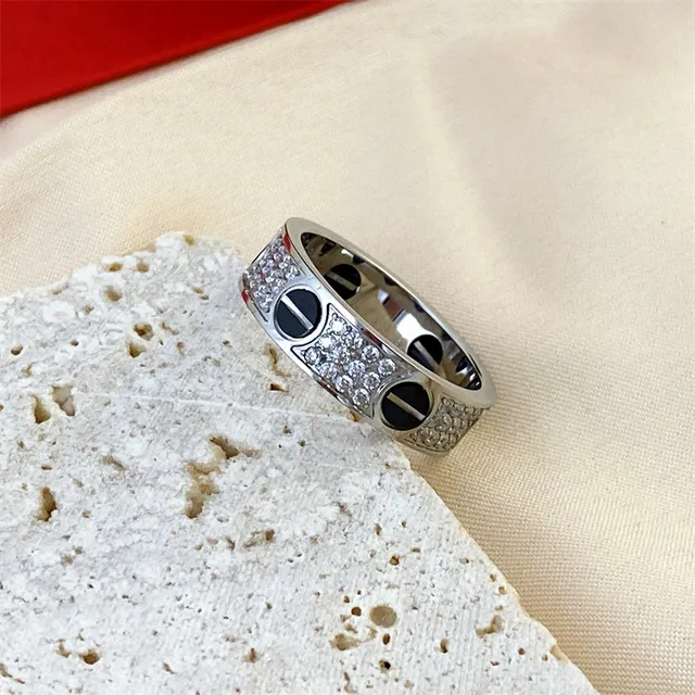Cartier bague amour Pavé-Set motif vis bague double bande empilée 2