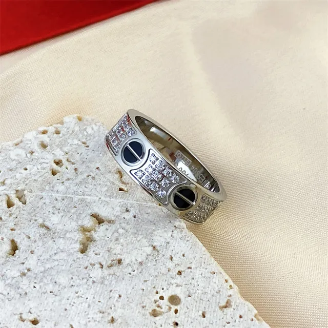 Cartier bague amour Pavé-Set motif vis bague double bande empilée 3