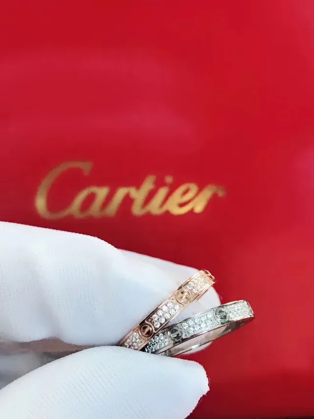 Cartier Love Ring Rose Gold Pavé Diamond Rings 4