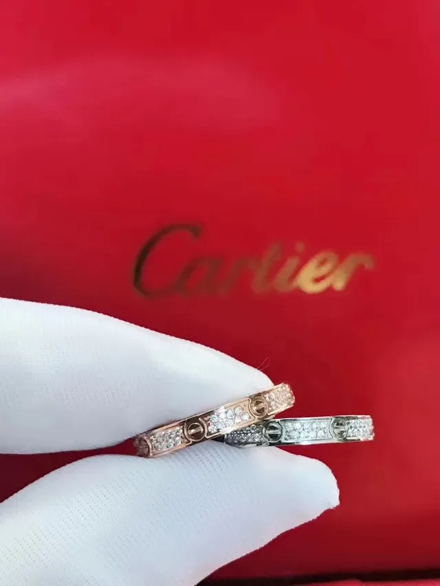 Cartier Love Ring Rose Gold Pavé Diamond Rings 5