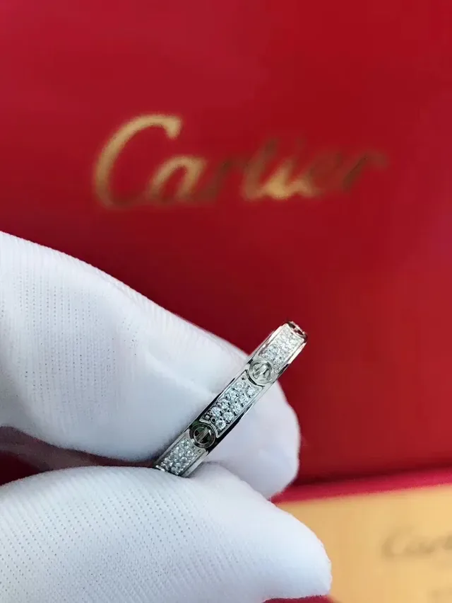 Cartier Love Ring Rose Gold Pavé Diamond Rings 6