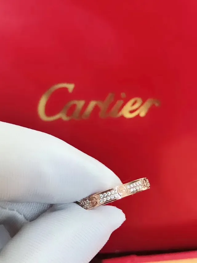 Cartier Love Ring Rose Gold Pavé Diamond Rings 7