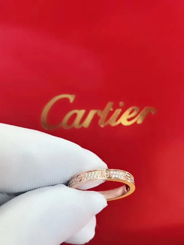 Cartier Love Ring Rose Gold Pavé Diamond Rings 8