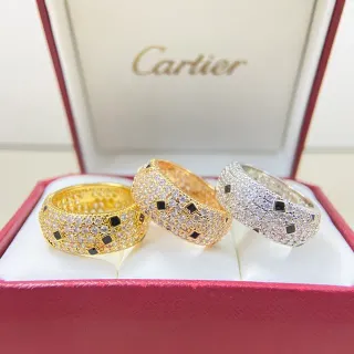 Cartier Panthère Oro Negro Banda Ancha Pavé-Set Anillo