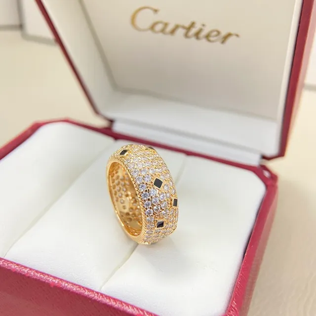 Cartier Panthère Or Noir Large Bande Pavé-Set Bague 3