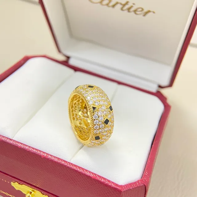 Cartier Panthère Or Noir Large Bande Pavé-Set Bague 5
