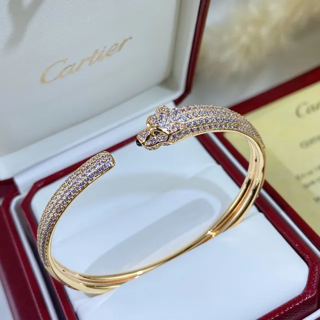 Cartier Panthère Pavé Diamant Tête de panthère Bracelet jonc 3