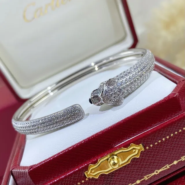 Cartier Panthère Pavé Diamant Tête de panthère Bracelet jonc 6