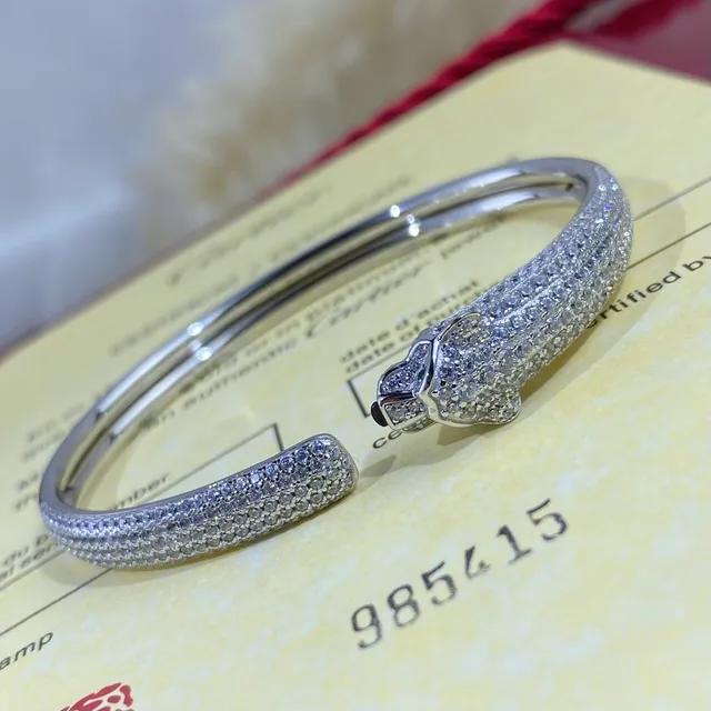 Cartier Panthère Pavé Diamant Tête de panthère Bracelet jonc 7