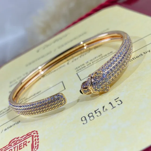 Cartier Panthère Pavé Diamant Tête de panthère Bracelet jonc 8