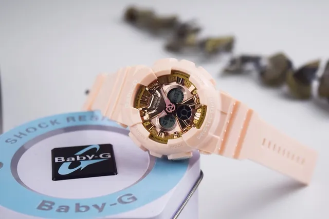Casio Baby-G Relógio esportivo rosa claro e dourado 2