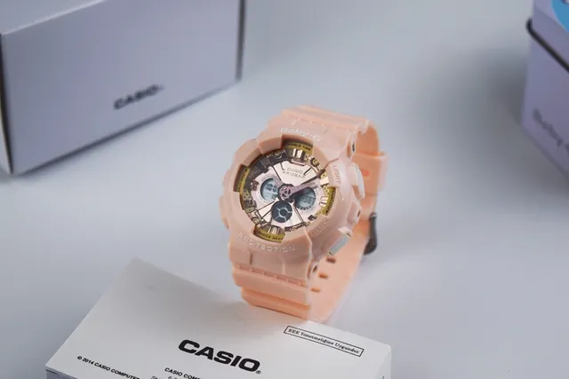 Casio Baby-G Relógio esportivo rosa claro e dourado 4