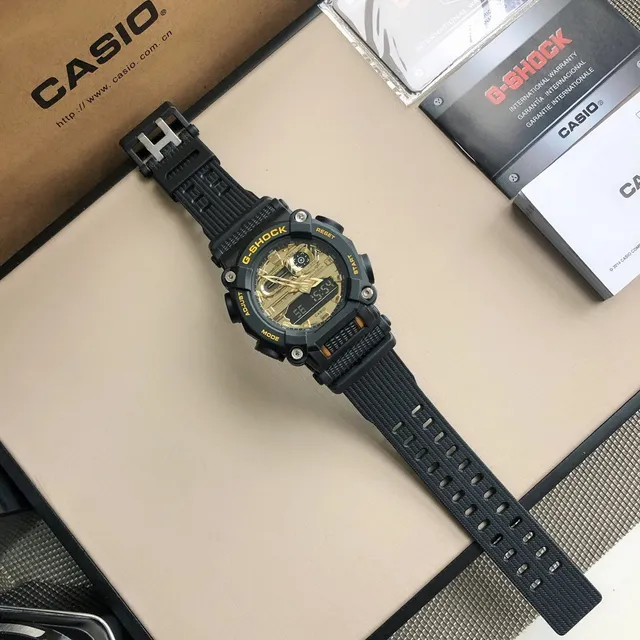 Casio Black Gold Rugged Resin Case Analog-Digital Hybrid Watch 8