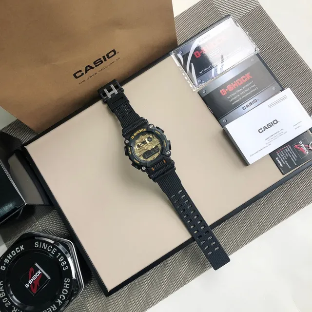 Casio Black Gold Rugged Resin Case Analog-Digital Hybrid Watch 9